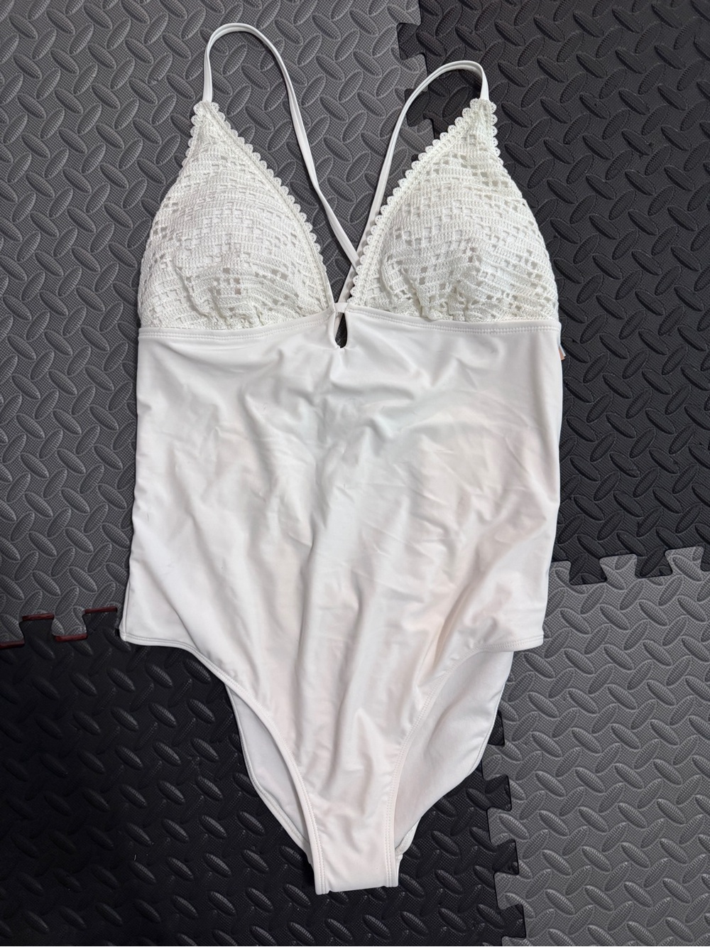 Shade & Shore White Crochet Bust One-Piece Swimsuit